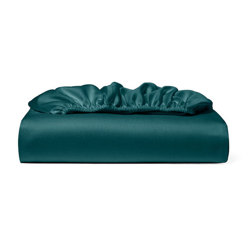 dark teal bamboo fitted sheet on a white background