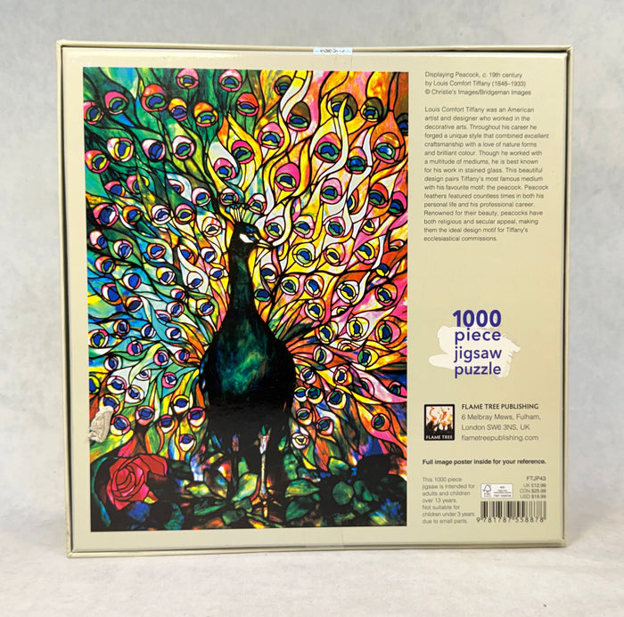 1000 Piece Tiffany Displaying Peacock Puzzle