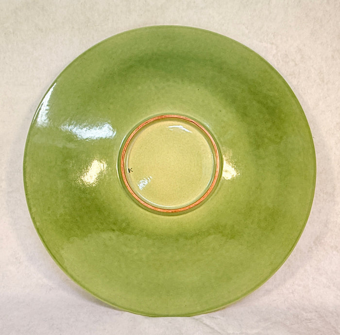 16" Crate & Barrel Green Brown Leaf Plate