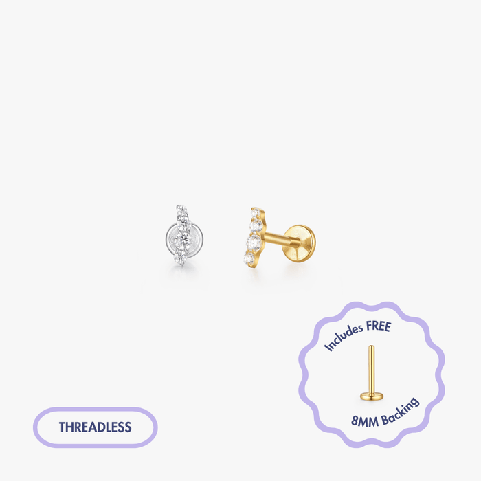 Alina Titanium Flat Back Stud (Single) - Flaire & Co.