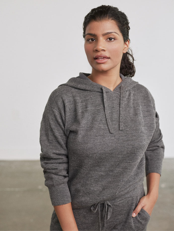 Alpaca Pima Hoodie in color Stone
