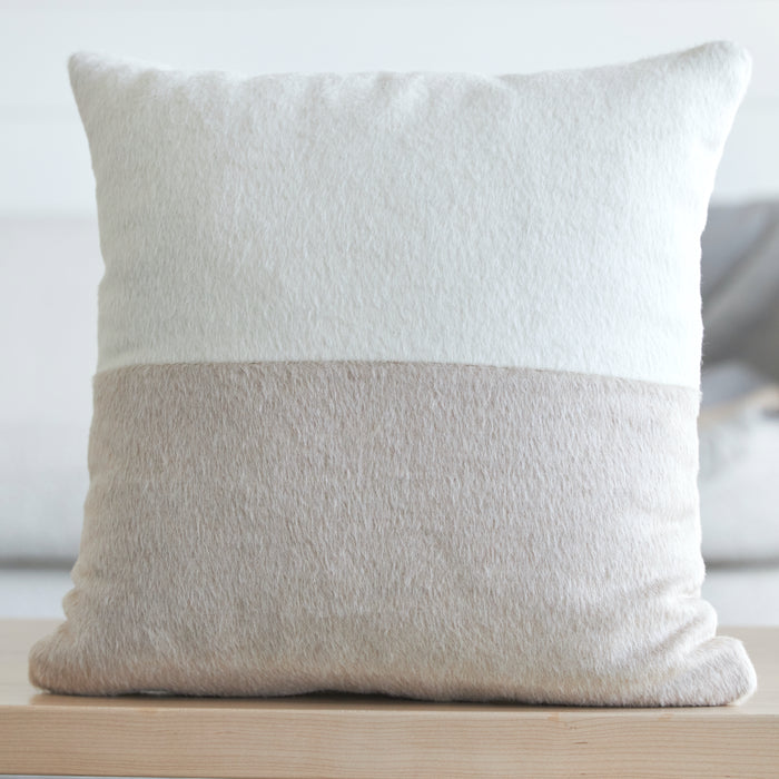 Square 18" / Color Blocked - Cream & Wheat