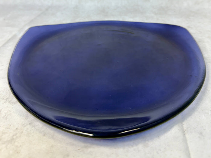Annieglass Cobalt Blue Triangular Plate, Signed & Dated