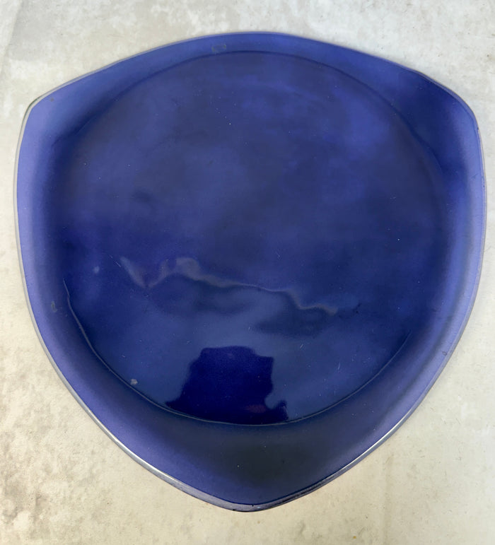 Annieglass Cobalt Blue Triangular Plate, Signed & Dated