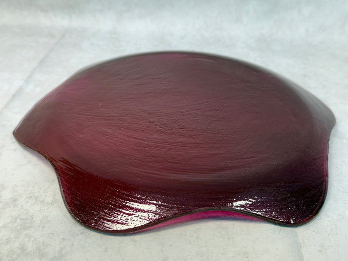Annieglass Cranberry 1997 Scalloped Plate, Signed & Dated