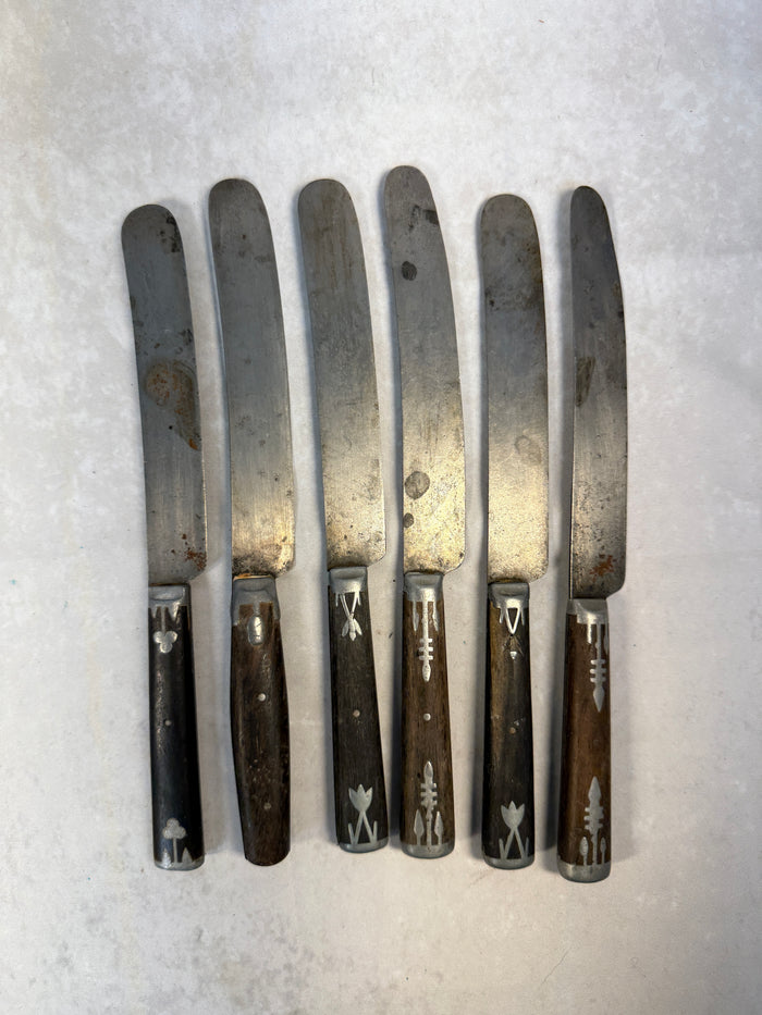 Antique Wood with Metal Handle Flatware - Lot of 18 Pieces