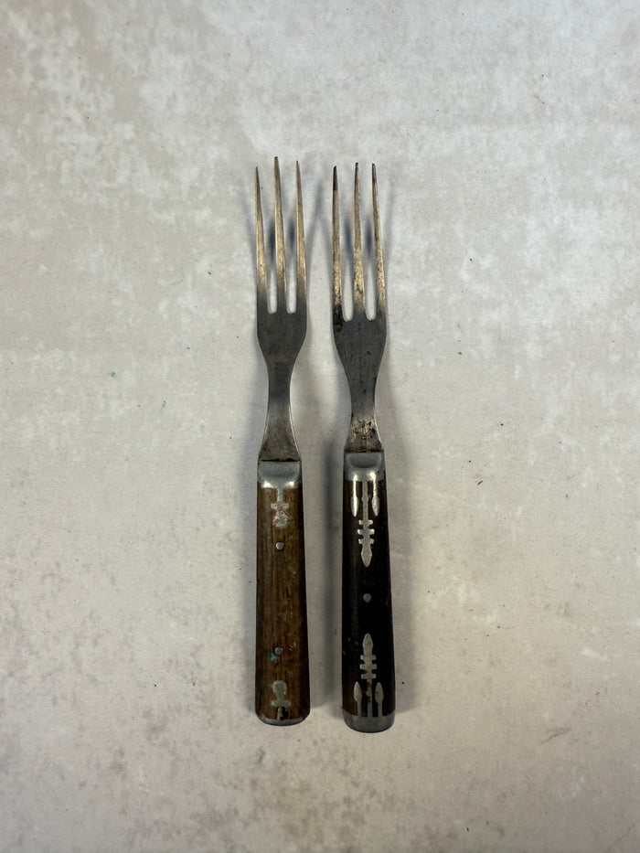 Antique Wood with Metal Handle Flatware - Lot of 18 Pieces