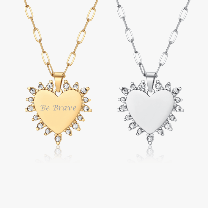 Aura Heart Necklace (Engravable) - Flaire & Co.