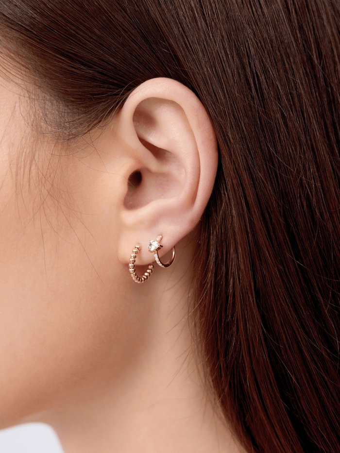 Beaded Titanium Hoop (Single) - Flaire & Co.