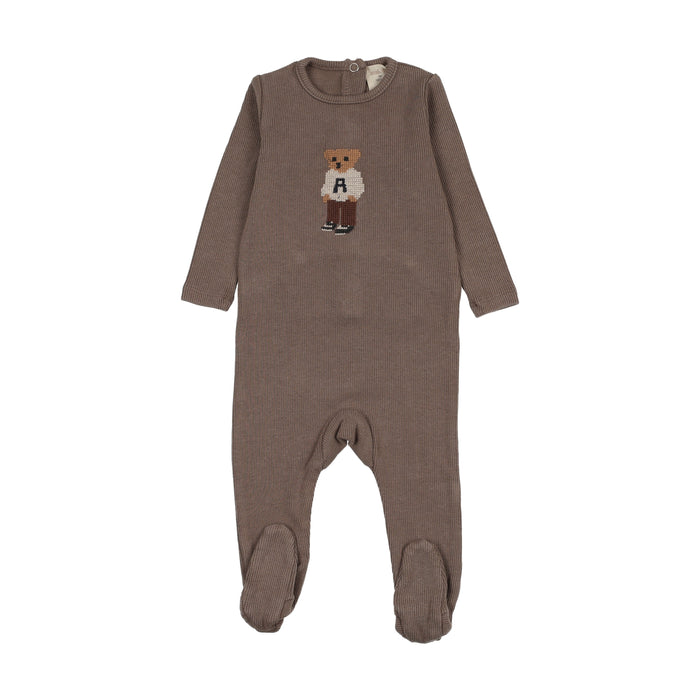Bear Footie-Washed Brown
