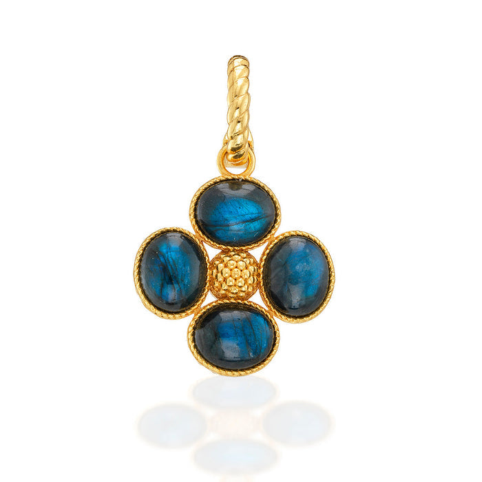 Berry Clover Double Sided Pendant - Labradorite