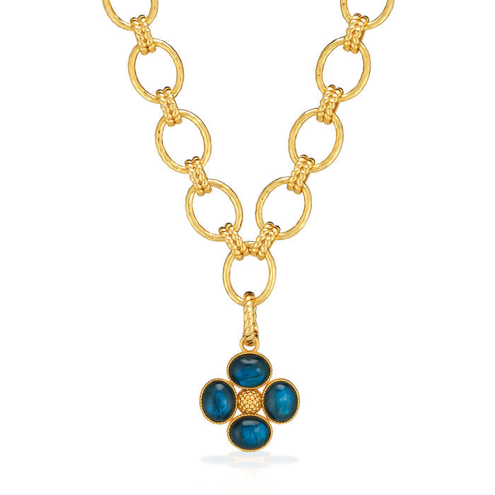 Berry Clover Double Sided Pendant - Labradorite