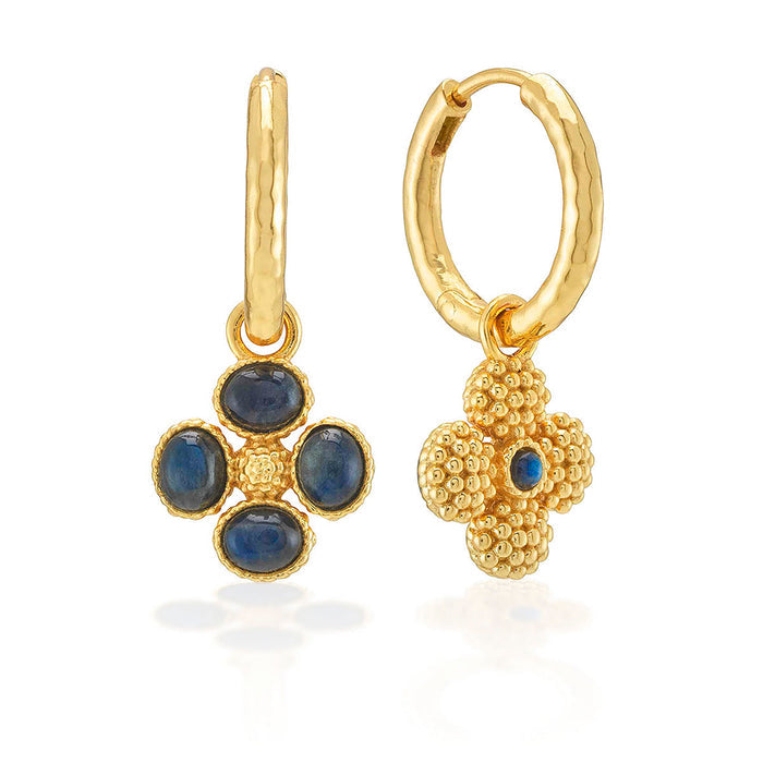 Berry Clover Hoop Earrings - Blue Labradorite