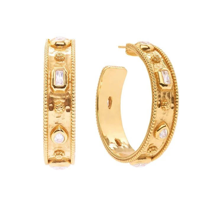 Berry Hammered Hoops w/CZ