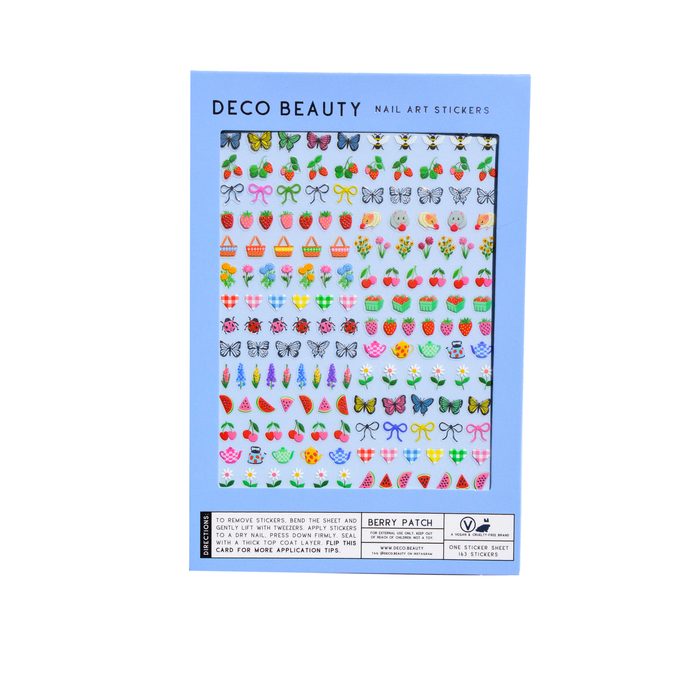 Berry Patch nail art stickers flat lay