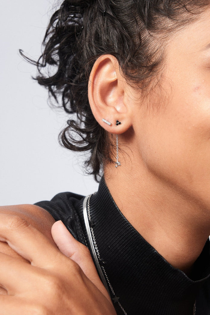Black Twinkle Sterling Studs in Silver - Flaire & Co.