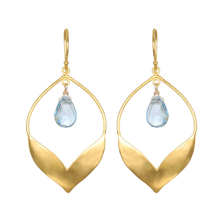 Blue Topaz Lotus Earrings