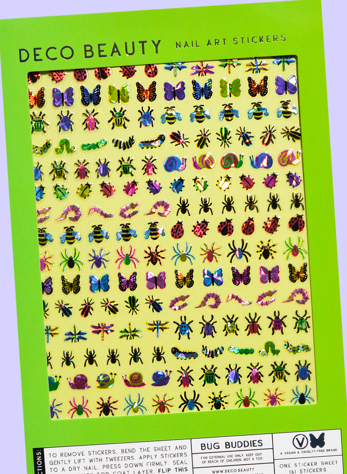 Bug Buddies nail art sheet flat lay