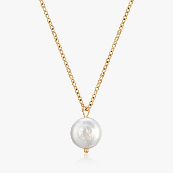 Button Pearl Necklace in Gold - Flaire & Co.