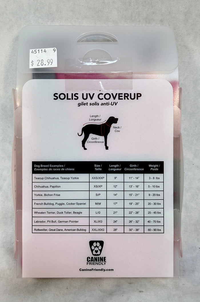 Canine Friendly Solis UV Coverup - Size L, Pink - Brand New!