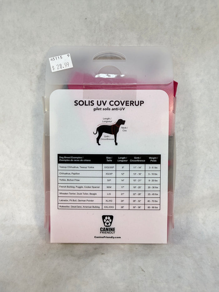 Canine Friendly Solis UV Coverup - Size XL, Pink - Brand New!