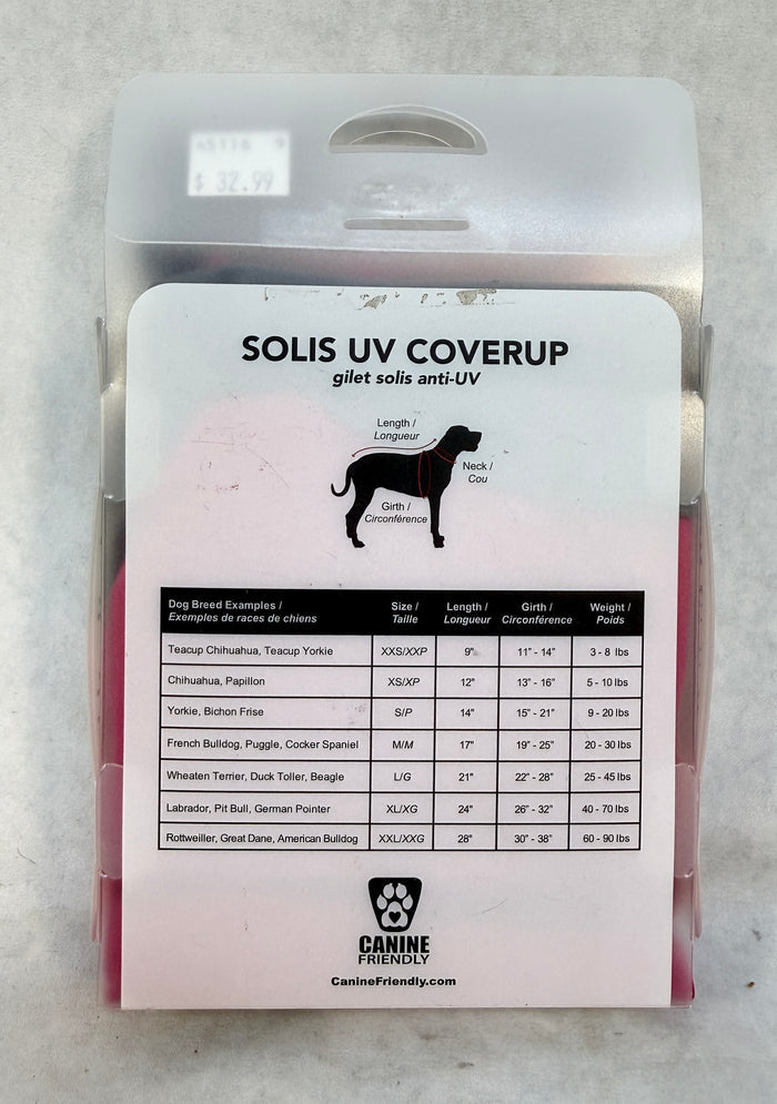 Canine Friendly Solis UV Coverup - Size XXL, Pink - Brand New!