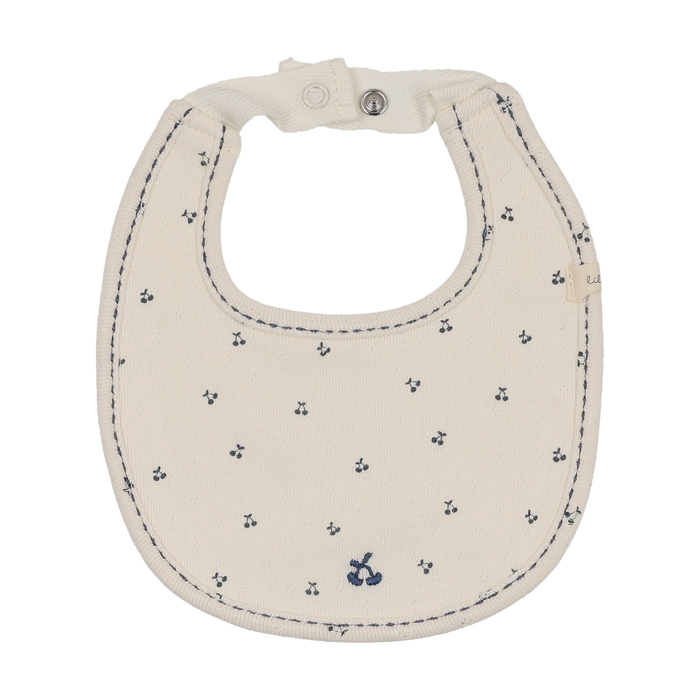 Cherry Pointelle Bib-Cream/Blue