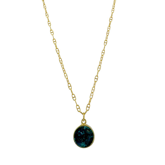 Chrysocolla Coin Necklace
