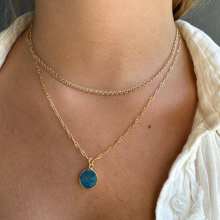 Chrysocolla Coin Necklace