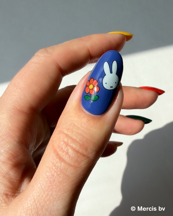 Nail Miffy stickers on a neutral background