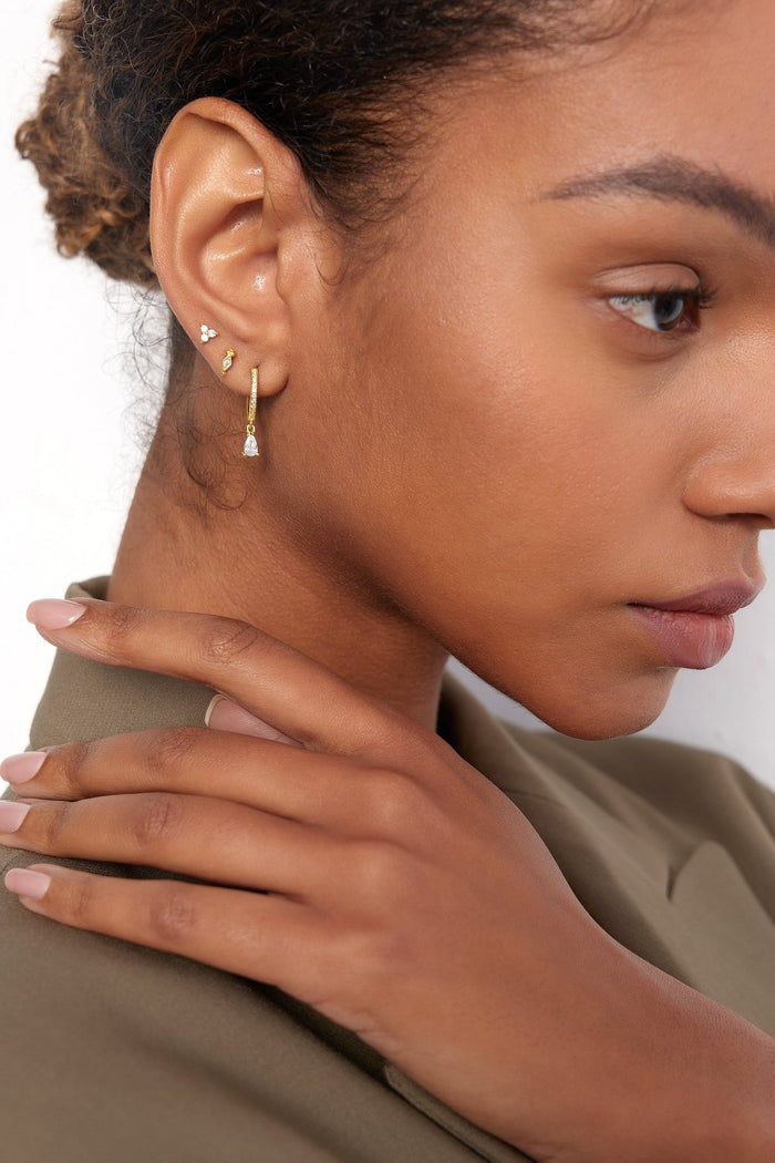 Clear Gem Freya Studs in Gold - Flaire & Co.