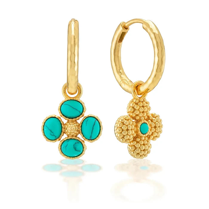 Clover Hoop Earrings Turquoise