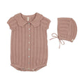 Crochet Knit Girls Romper-Dusty Pink