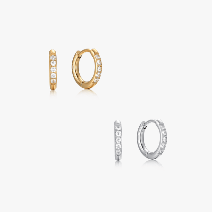Crystal Huggie Gold Hoops - Flaire & Co.
