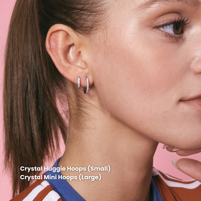 Crystal Huggie Gold Hoops