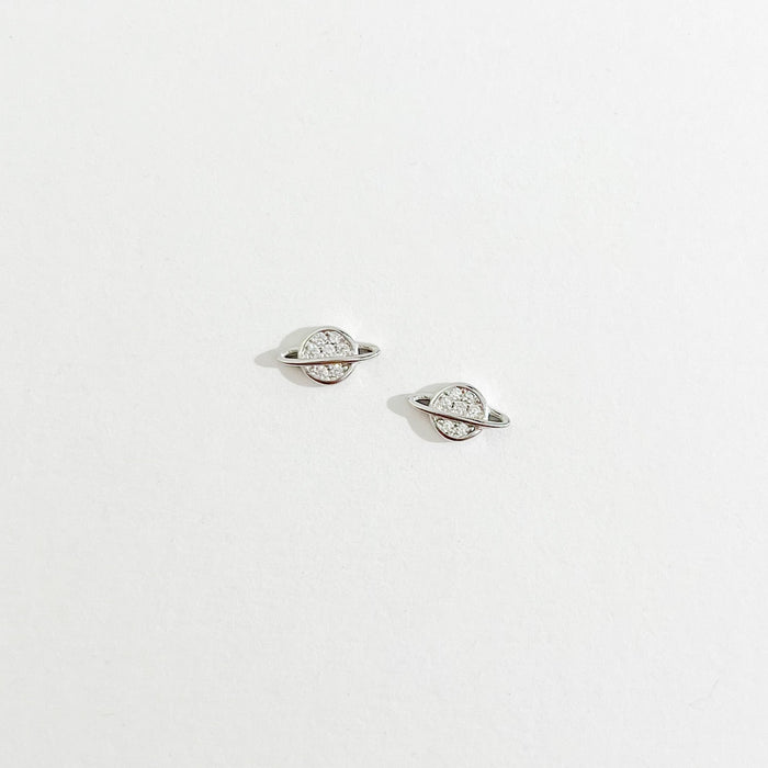 Crystal Saturn Stud in Silver - Flaire & Co.