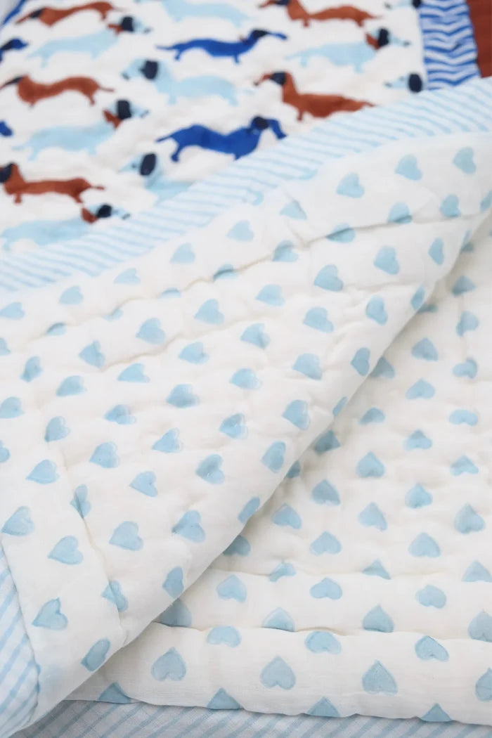 Dachshunds & Hearts Baby Quilt