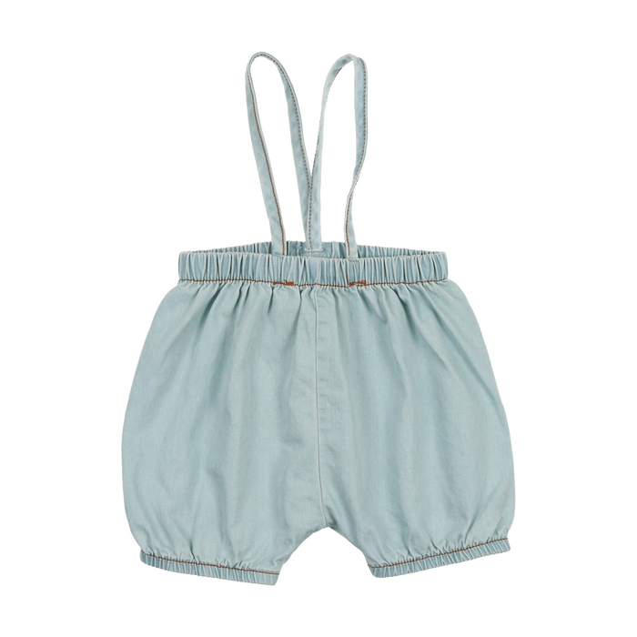 Denim Suspender Shorts - Chambray