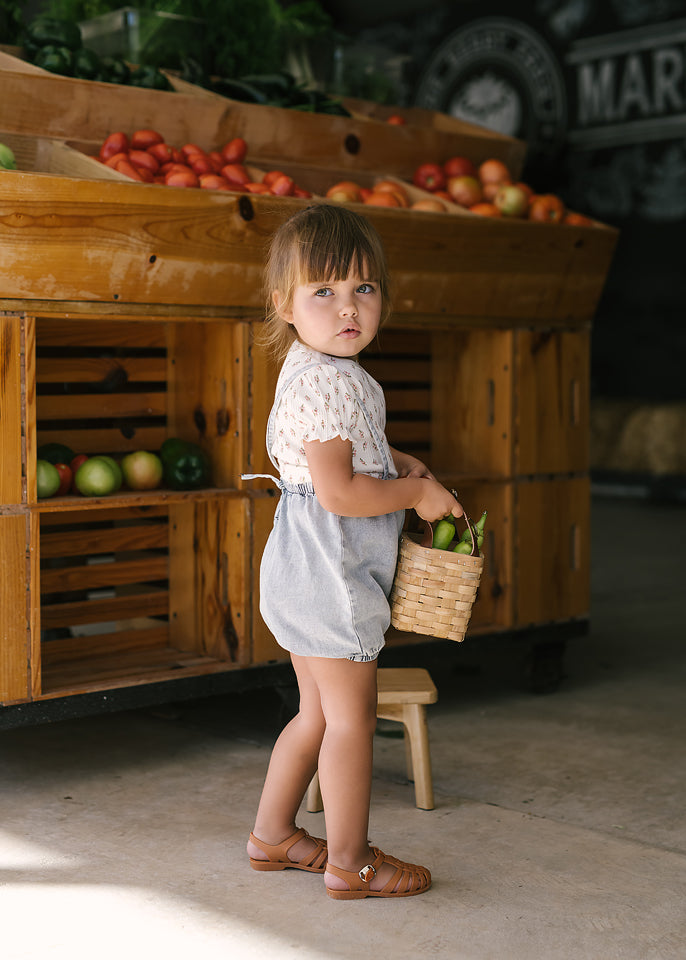 Denim Suspender Shorts - Chambray