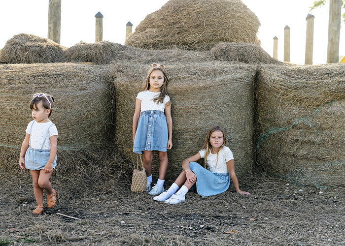 Denim Suspender Shorts - Chambray