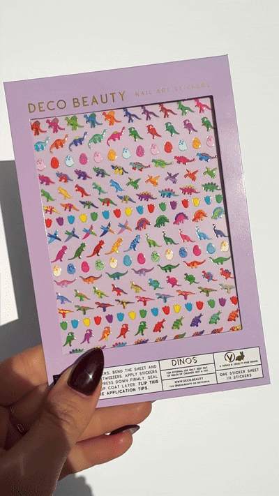 Gif closeup of sticker sheet Dinos