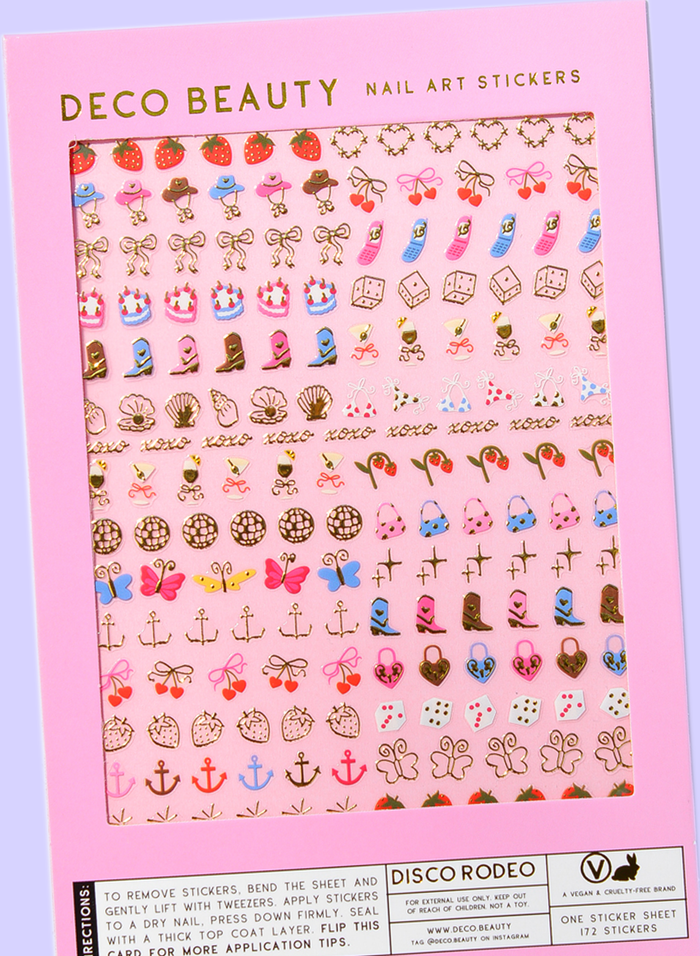 Disco Rodeo sheet flat lay on purple background