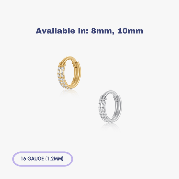 Double Stacked Pave Gem Titanium Clicker Hoop (Single) - Flaire & Co.