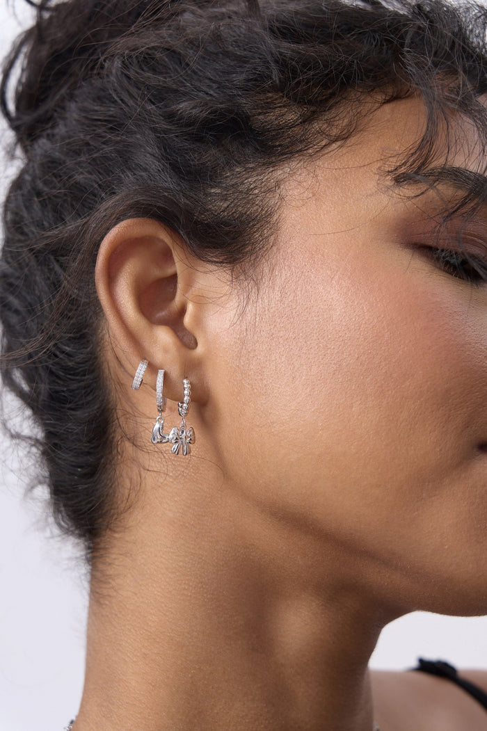 Double Stacked Pave Gem Titanium Clicker Hoop (Single) - Flaire & Co.