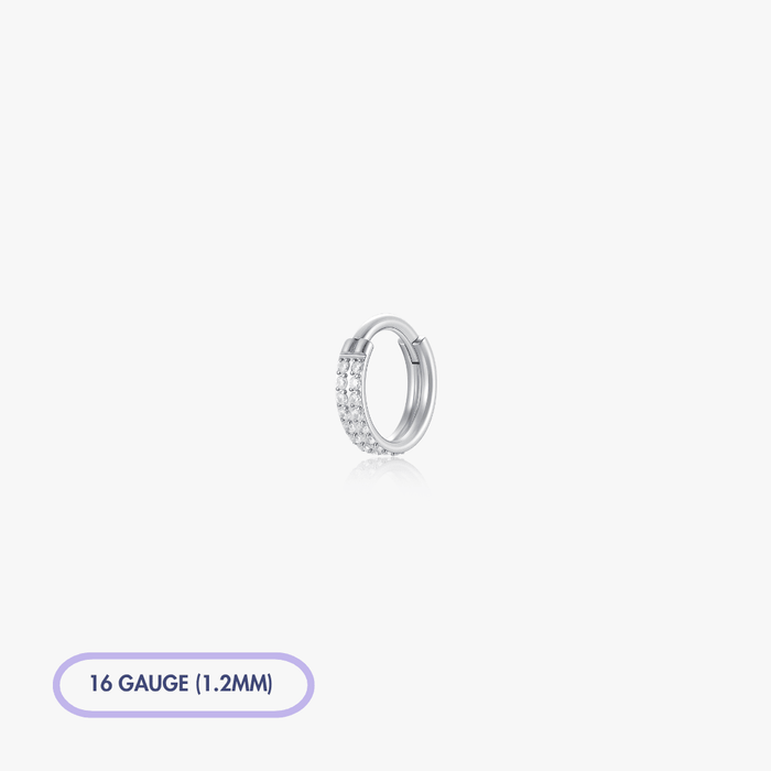 Double Stacked Pave Gem Titanium Clicker Hoop (Single) - Flaire & Co.