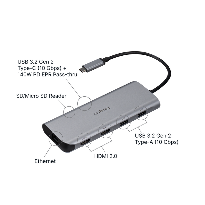 Dual Video Mobile Dock with 140W EPR Pass-Thru & SD Reader