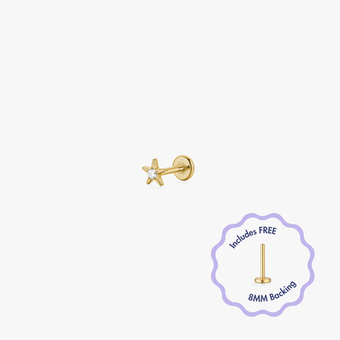 Ellie Star Titanium Flat Back Stud (Single)
