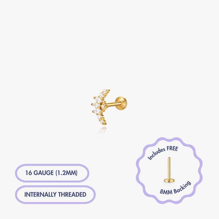 Empress Gem Titanium Flat Back Stud (Single) - Flaire & Co.