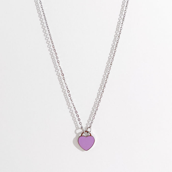 Enamel Heart Necklaces in Silver (Not A Set) - Flaire & Co.