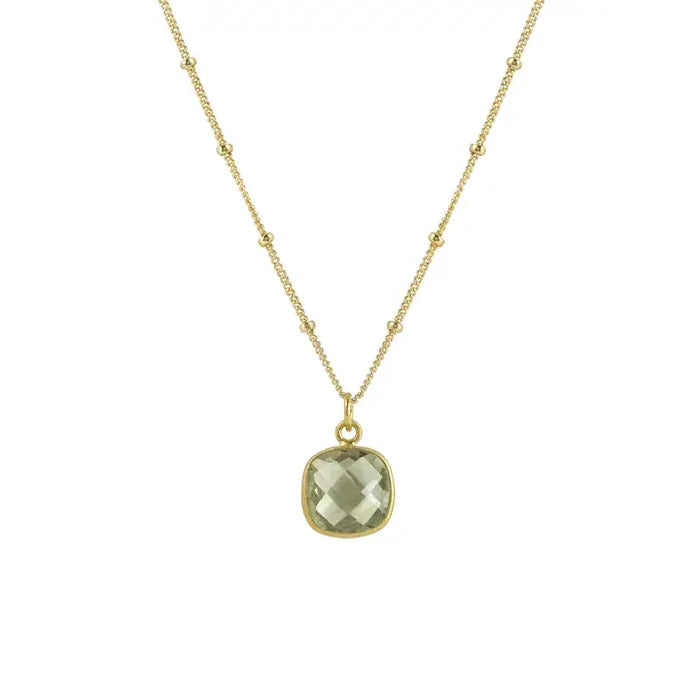 Faceted Green Amethyst Necklace
